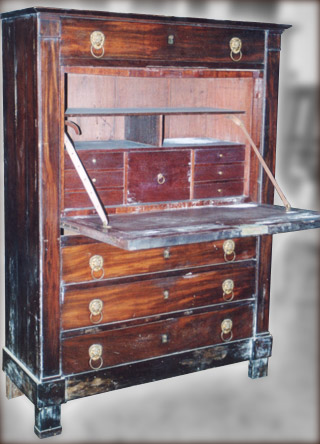 Secrétaire Directoire en acajou avant restauration